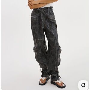 Stylish Black Leather Cargo Pants